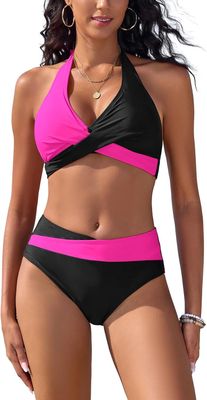 SHEKINI damski bikini halter z dekoltem V, push up