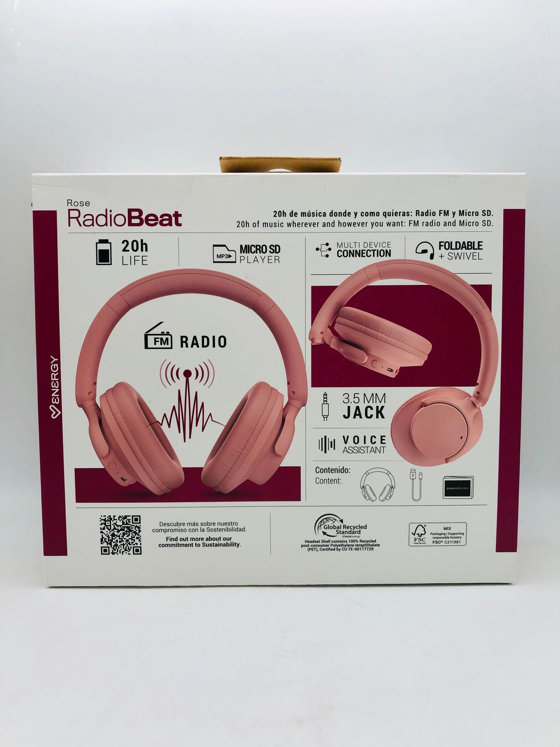 Energy Sistem Radiobeat Bluetooth – różowe słuchawki z radiem FM