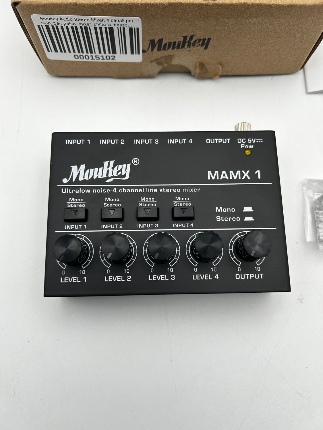 Moukey Audio Stereo Mixer, 4 kanały do klubu, baru, sceny, mikser, git