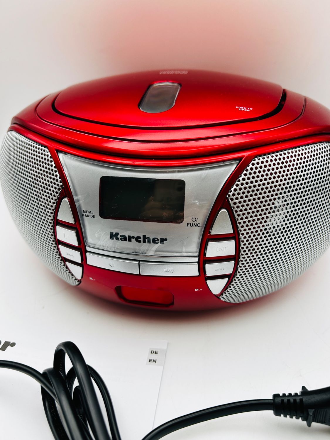 Karcher RR 5025-R przenośne radio CD FM z wejściem AUX czerwony