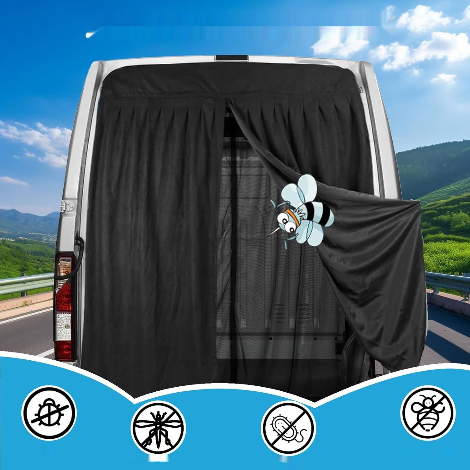 Moskitiera magnetyczna do Ford Transit Custom HAMON – tylne drzwi, podwójna warstwa