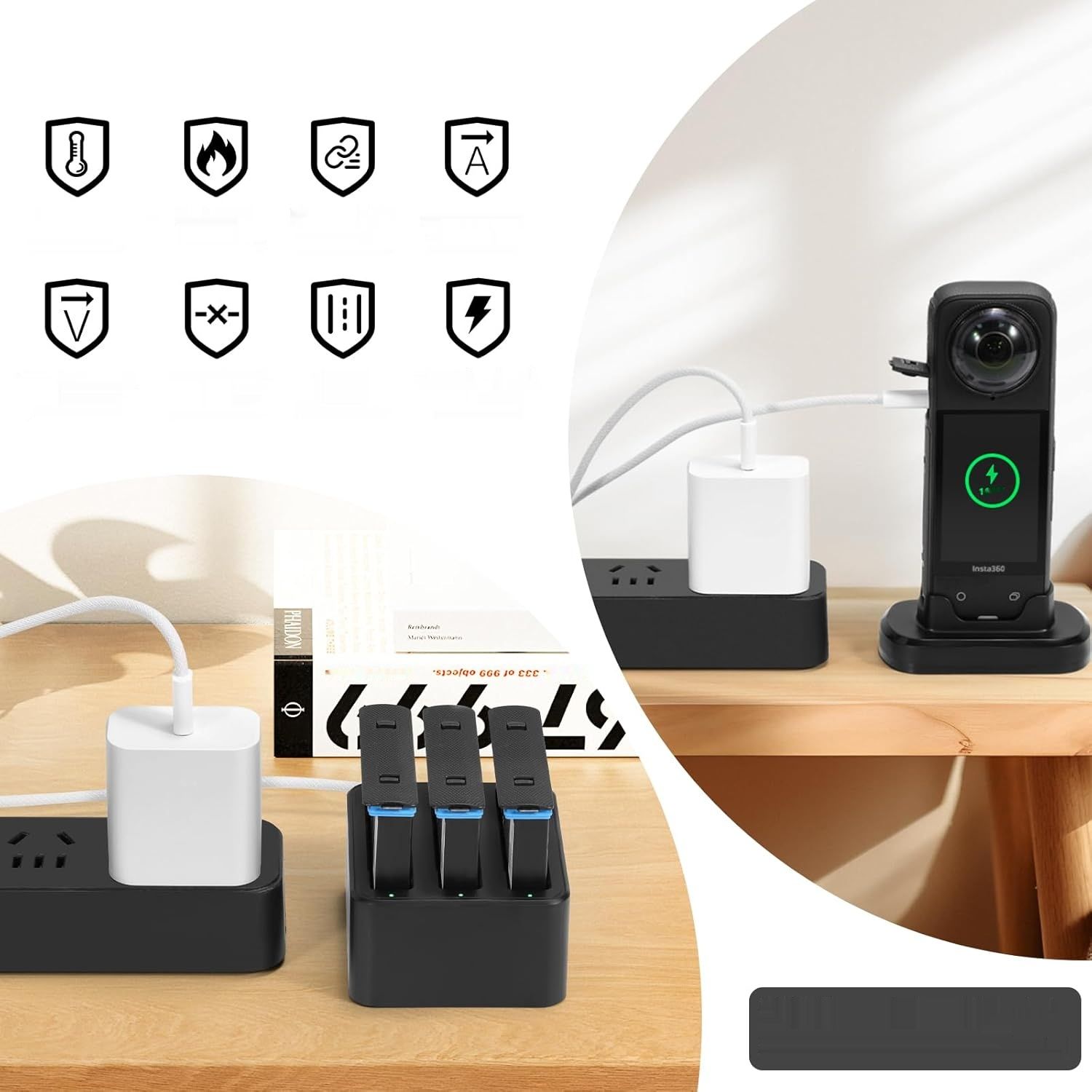 Zestaw akcesoriów AMAZEAR do Insta360 X4 z etui twardym i ładowarką 33 W