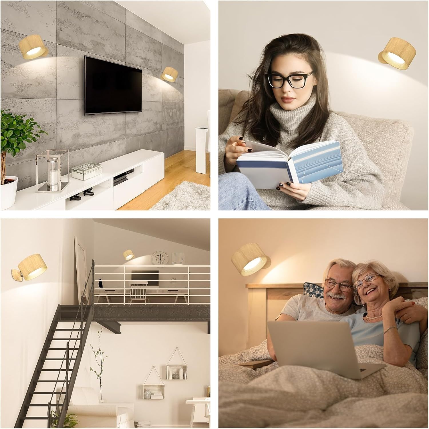 Feallive LED kinkiet wewnętrzny, lampka ścienna z akumulatorem 1 szt.,