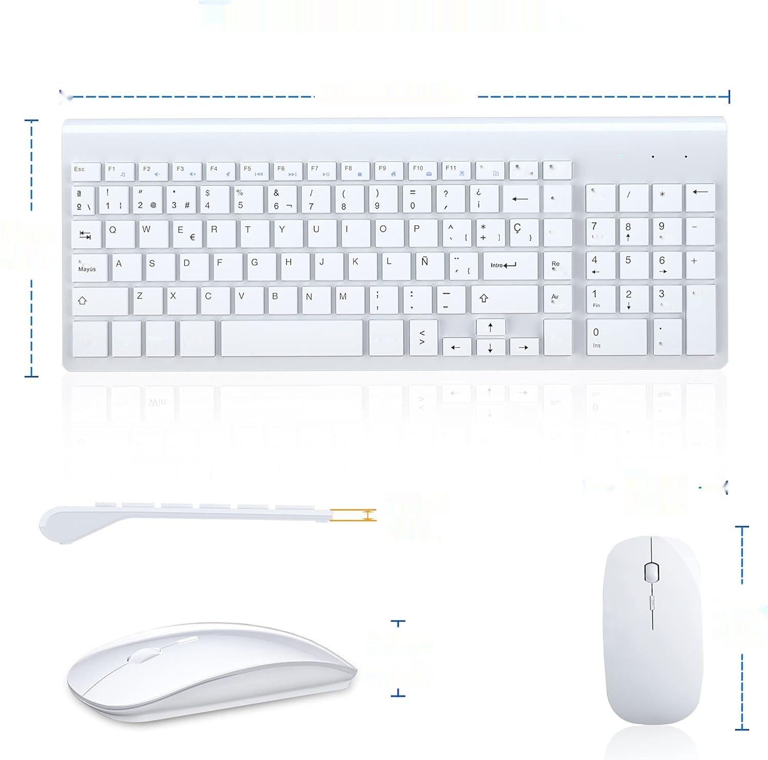 TopMate Zestaw Bezprzewodowa Klawiatura i Mysz Ultra Cienka 2.4G USB,