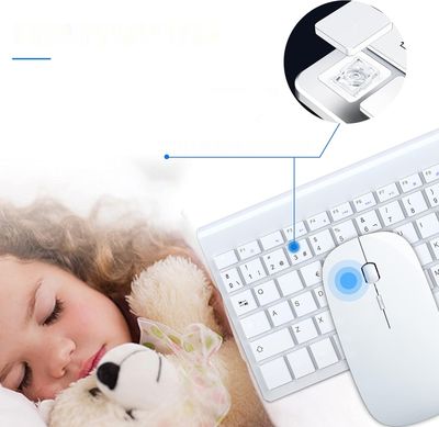 TopMate Zestaw Bezprzewodowa Klawiatura i Mysz Ultra Cienka 2.4G USB,