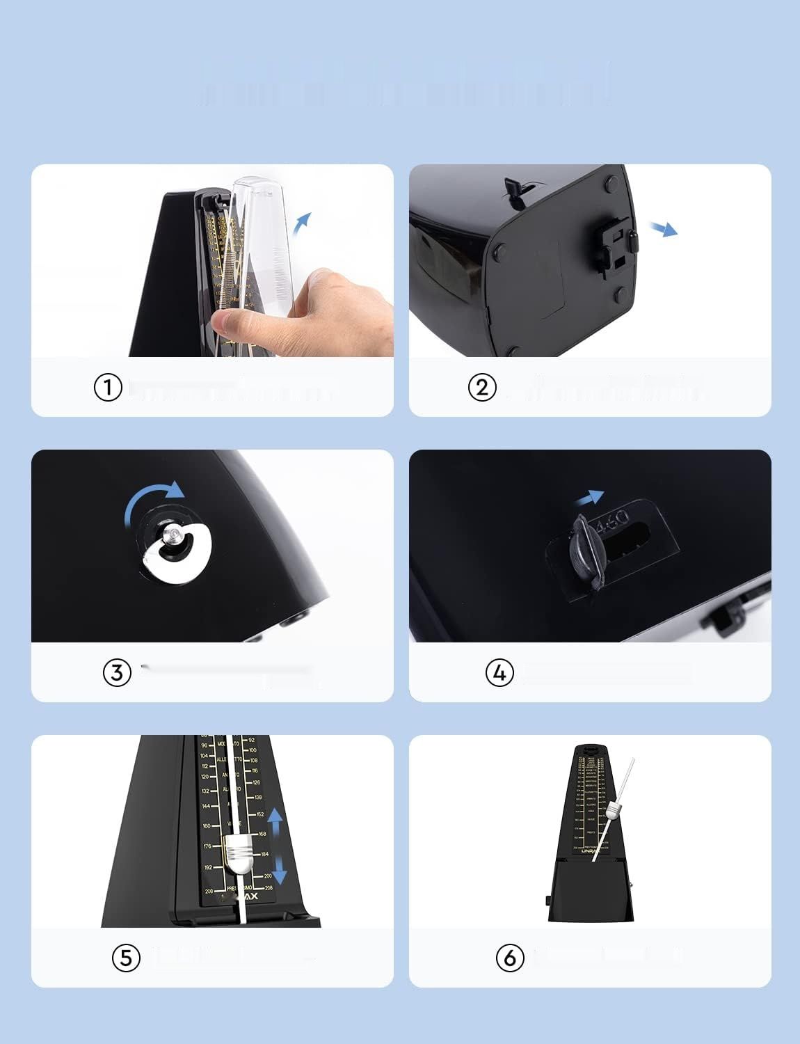 Mechaniczny metronom M1 do wszystkich instrumentów muzycznych – czarny