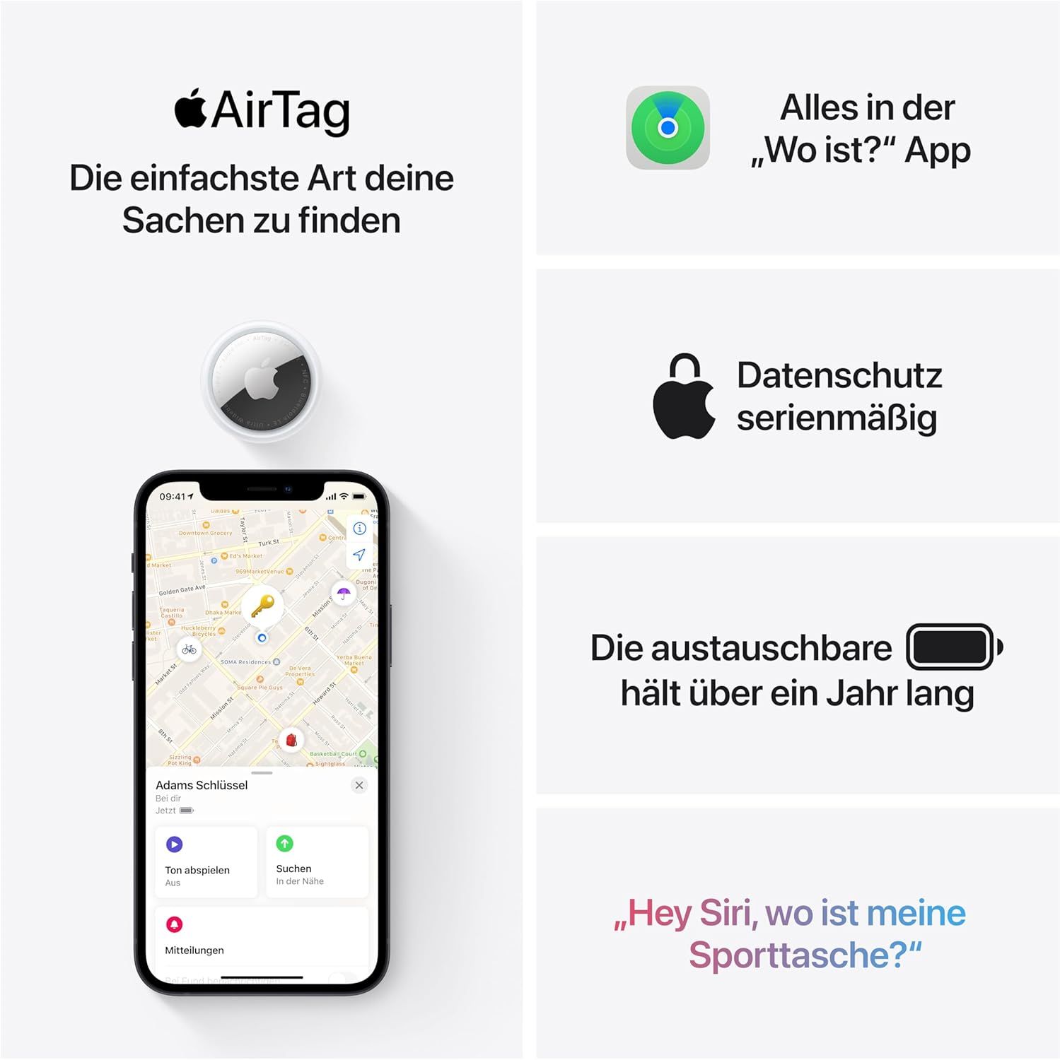 Apple AirTag (1. generacja) zestaw 4 szt. - Znajdź i miej swoje rzeczy