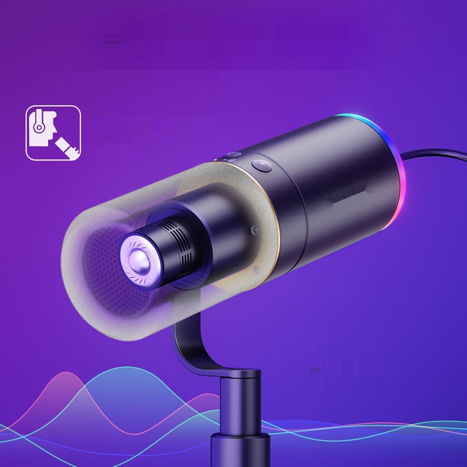 Mikrofon TONOR TD520S+ XLR/USB, do gier, RGB, wyciszenie, PC, PS4/5, Mac