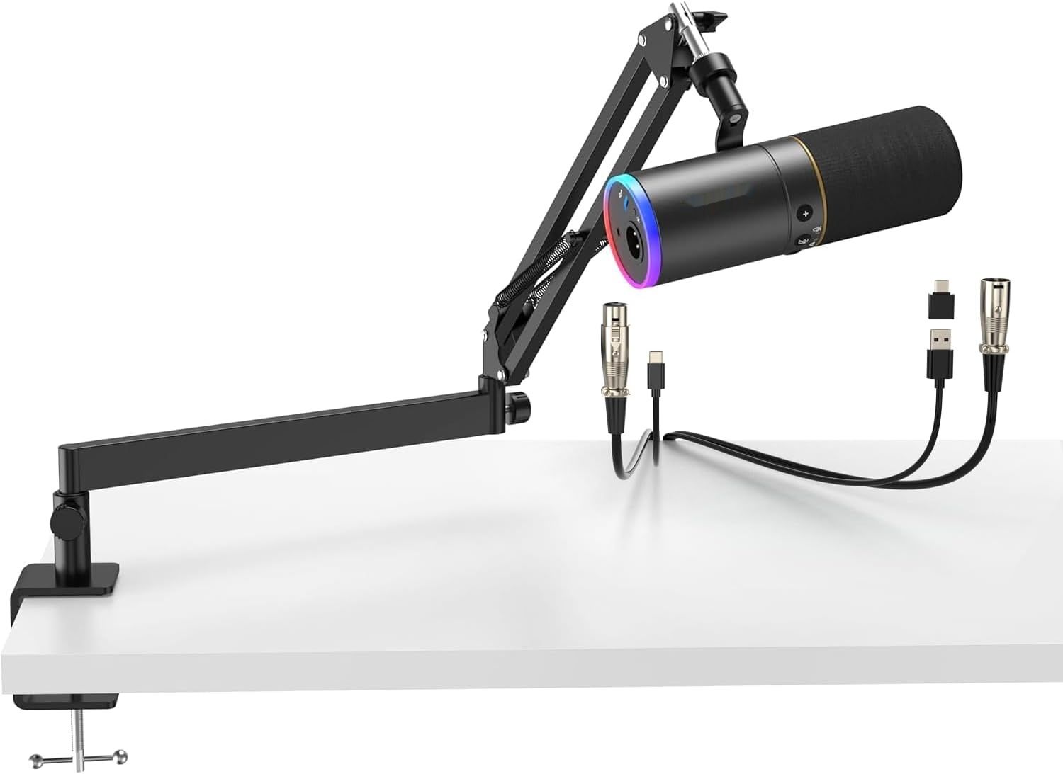 Mikrofon TONOR TD520S+ XLR/USB, do gier, RGB, wyciszenie, PC, PS4/5, Mac