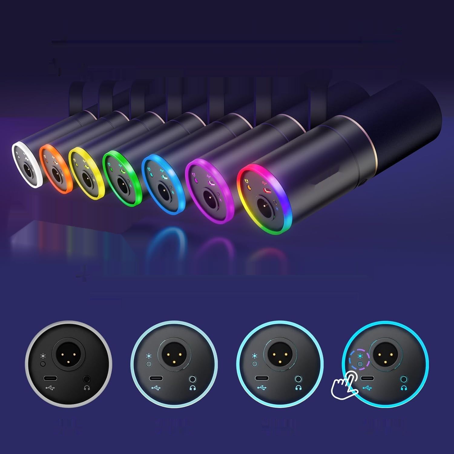 Mikrofon TONOR TD520S+ XLR/USB, do gier, RGB, wyciszenie, PC, PS4/5, Mac