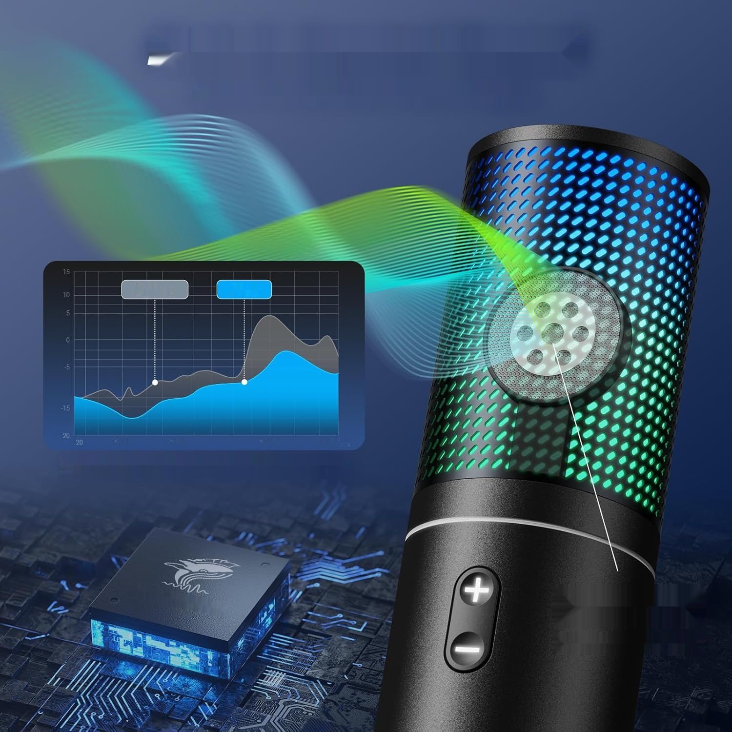 TONOR RGB Micro PC Q9S USB Mikrofon Kondensator do Streamingu i Podcastów.