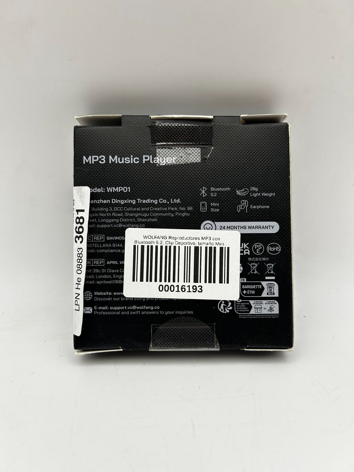 Odtwarzacz MP3 WOLFANG WMP01 Bluetooth 5.2 radio FM klips pomarańczowy