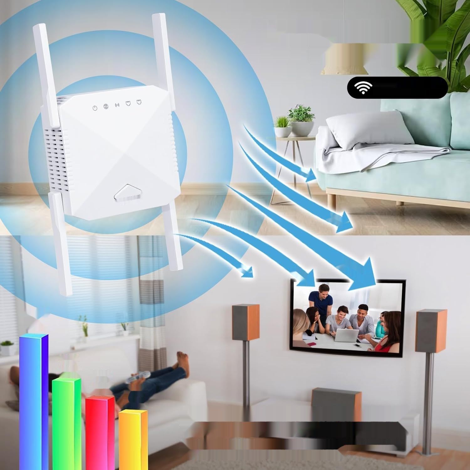 Wzmacniacz sygnału WiFi 1200 Mb/s zoeyzoey – repeater Dualband 2,4 / 5 GHz z WPS i portem LAN/WAN