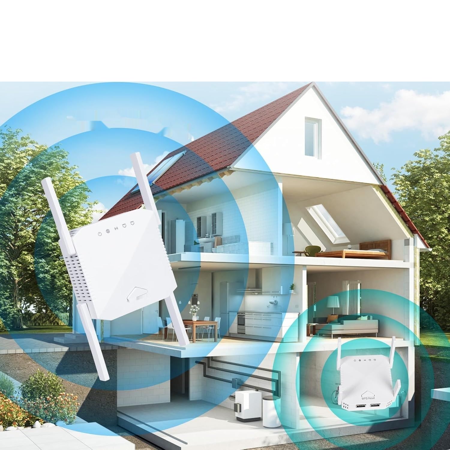 Wzmacniacz sygnału WiFi 1200 Mb/s zoeyzoey – repeater Dualband 2,4 / 5 GHz z WPS i portem LAN/WAN