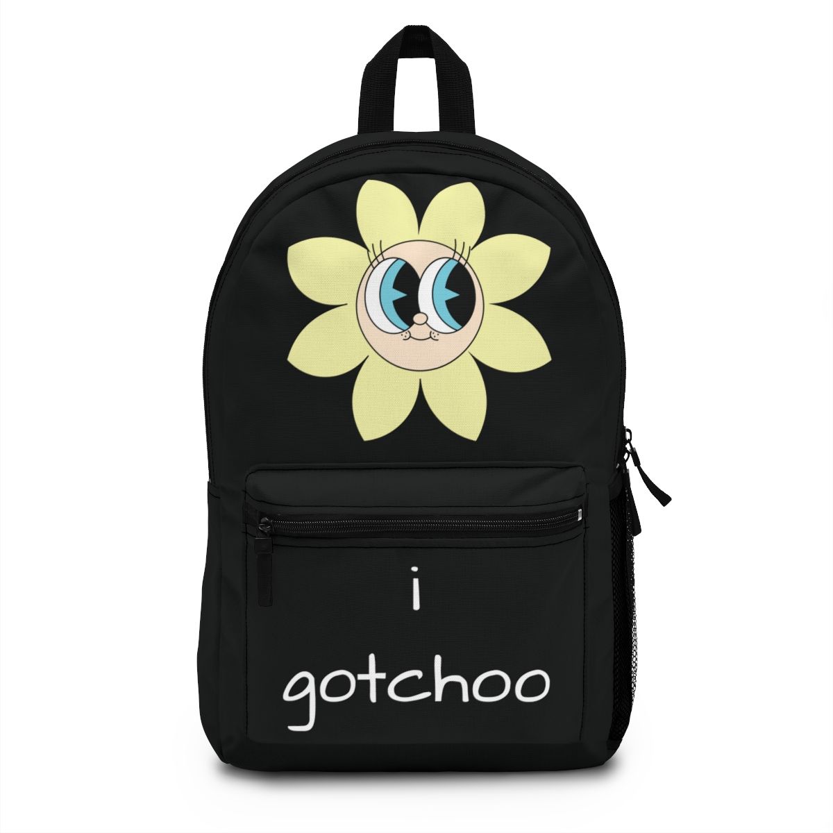 Flower Backpack, Big Eyes on Black Pack, I gotchoo for school or fun. Multiple color options available. FREE Shipping