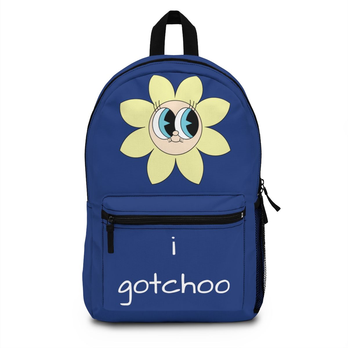 Flower Backpack, Big Eyes on Navy Blue Pack, I gotchoo for school or fun. Multiple color options available. FREE Shipping