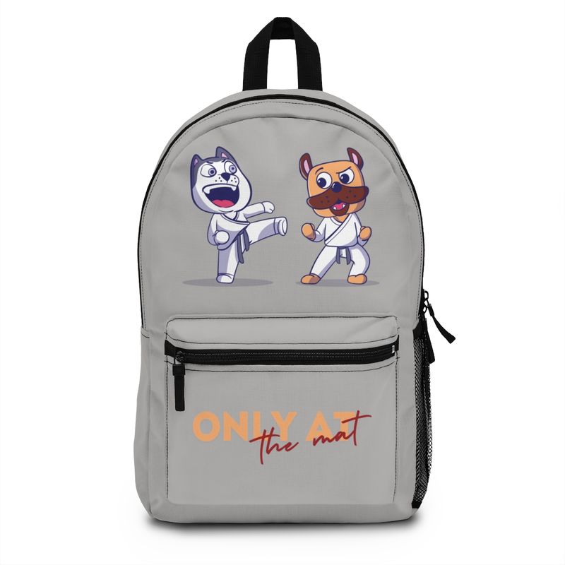 Karate Backpack, Only At the Mat Karate Characters on Gray Pack, For school or fun.Color options available separately listed. FREE Shipping.