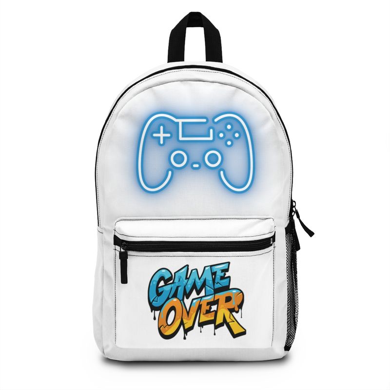 Gaming Backpack, Game Over Controller Blue on White Pack, For school or fun. Bag color options available separately listed. FREE Shipping.