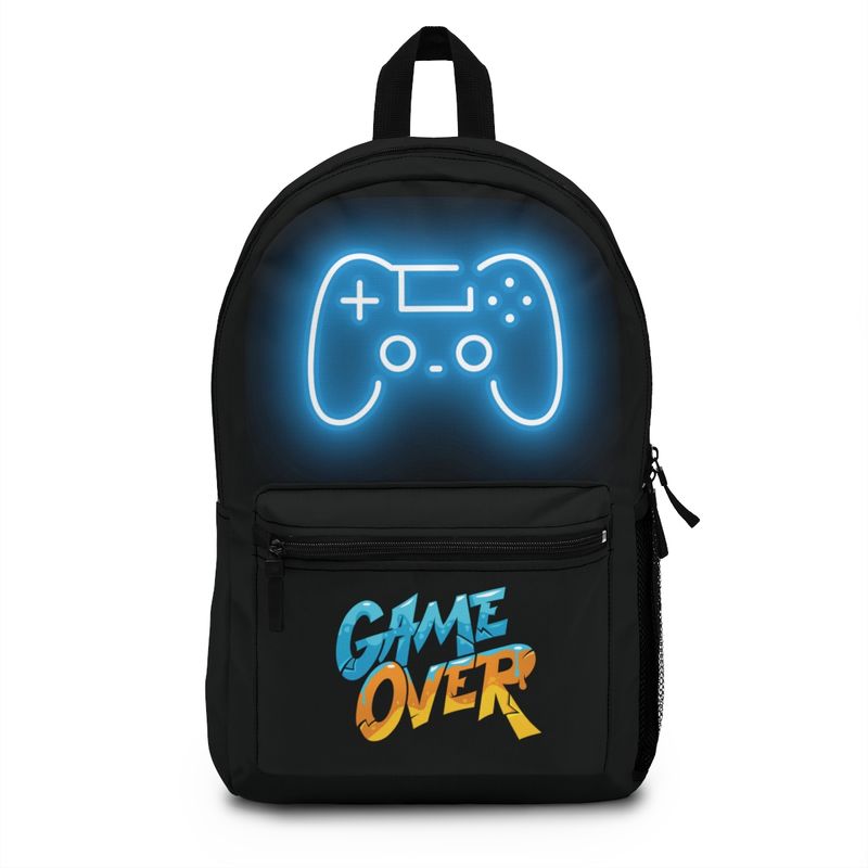 Gaming Backpack, Game Over Controller Blue on Black Pack, For school or fun. Bag color options available separately listed. FREE Shipping.