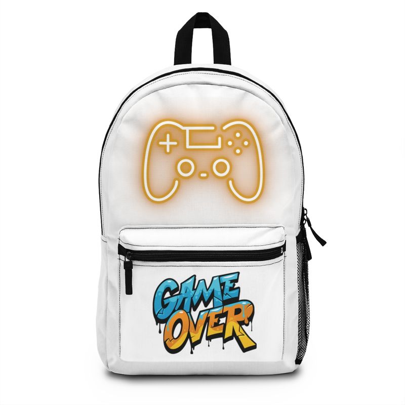 Gaming Backpack, Game Over Controller on White Pack, For school or fun. Bag color options available separately listed. FREE Shipping.