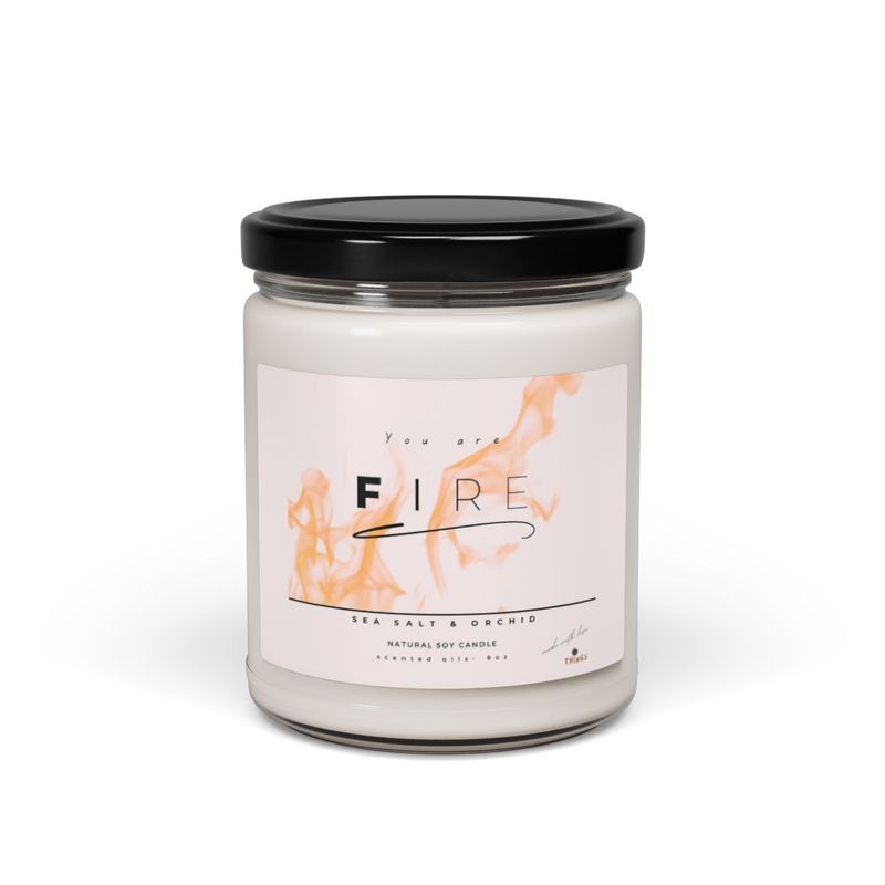 You are FIRE Candle Sea Salt &amp; Orchid- soy wax 9oz, gifts, candles, best friend gifting, best candles, witty words gift, home candle warmth