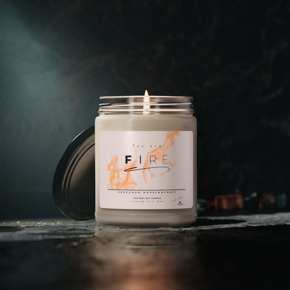 You are FIRE Candle, Peppered Passionfruit - soy wax 9oz, gifts, candles, best friend gifting, best candles, witty words gift, home warmth