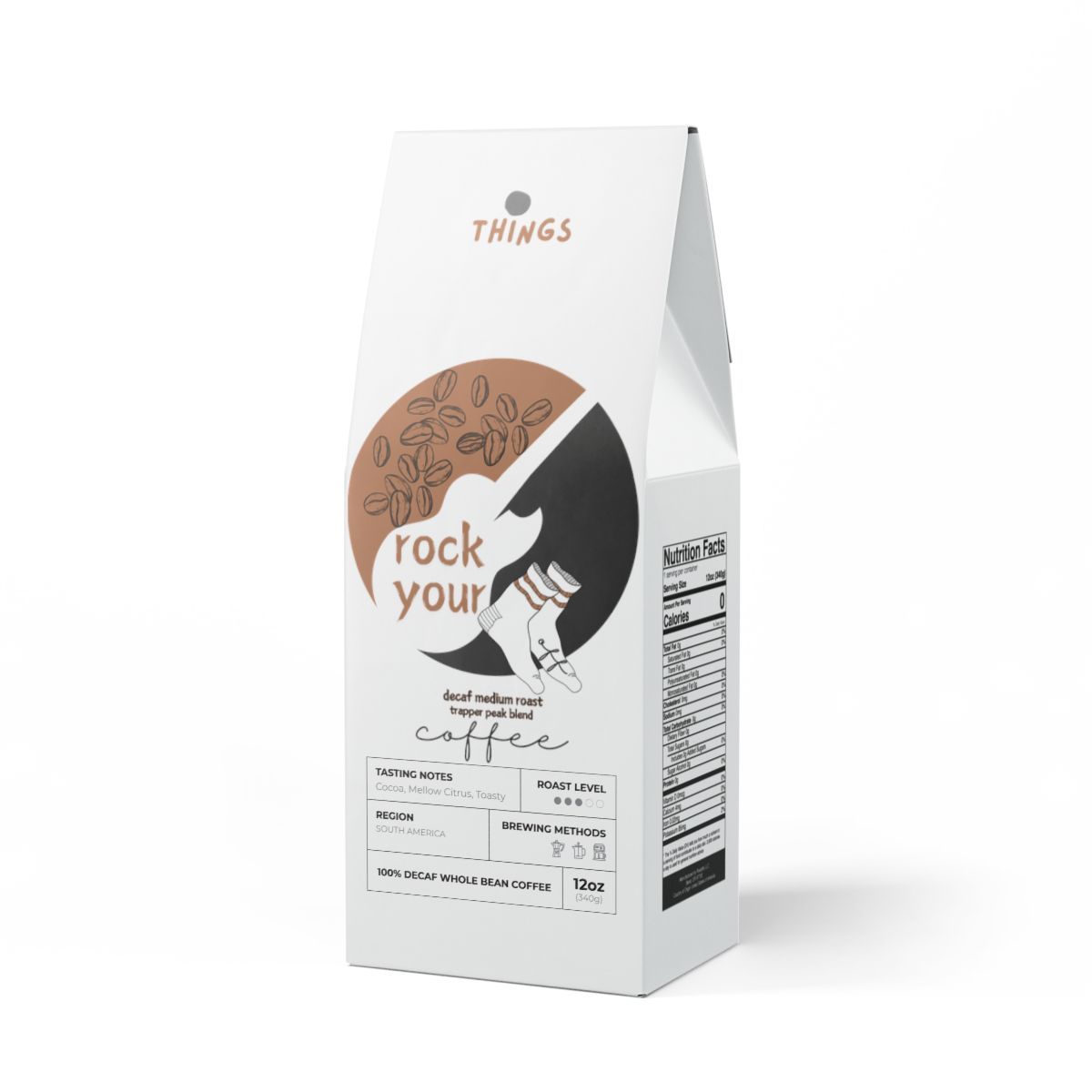 Rock Your Socks Off Decaf Coffee Medium Roast, Trapper Peak Blend