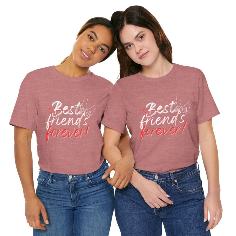 Short Sleeve Best Friends Forever Jersey Tee Unisex, BFF, Soft Cotton T-Shirt, Colors;  Black, Vintage Black, Navy, Berry, Blue, Olive, Tan