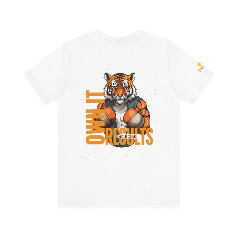 Short Sleeve Tiger Jersey Tee Unisex - Own It Results - Soft Cotton T-Shirt - Multiple Color Options; Black, White, Blue, Tan, Grey, Heather