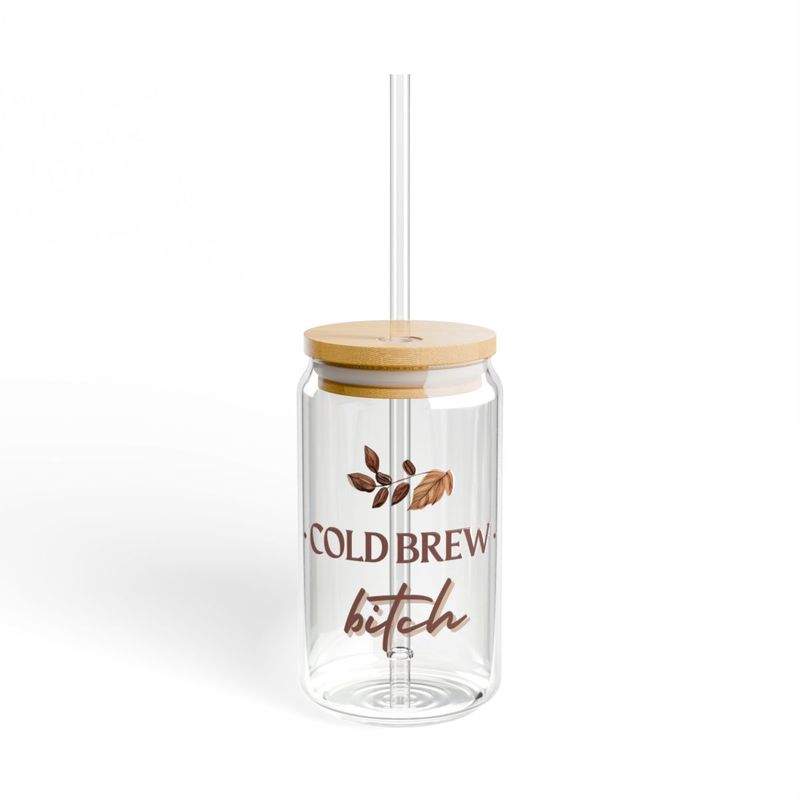 Coldbrew Bitch Glass, Sipper 16oz - Perfect for your favorite cold brew loving best friend or for yourself, gift for me, funny gift