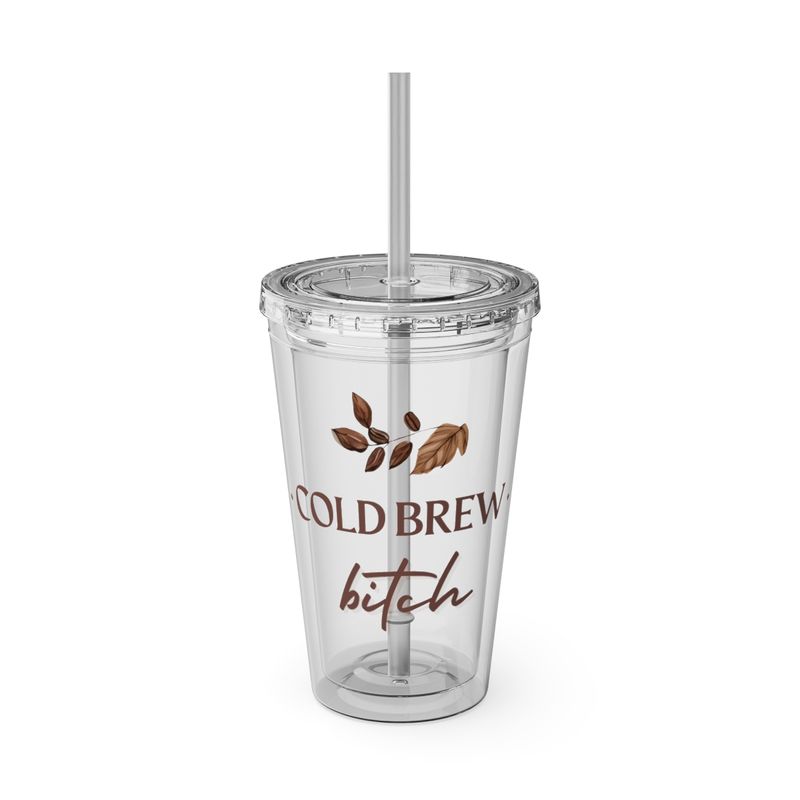 Cold Brew Bitch Tumbler with Straw, 16oz