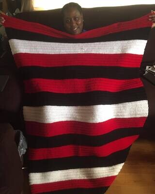 Three Color Crochet Blanket.
