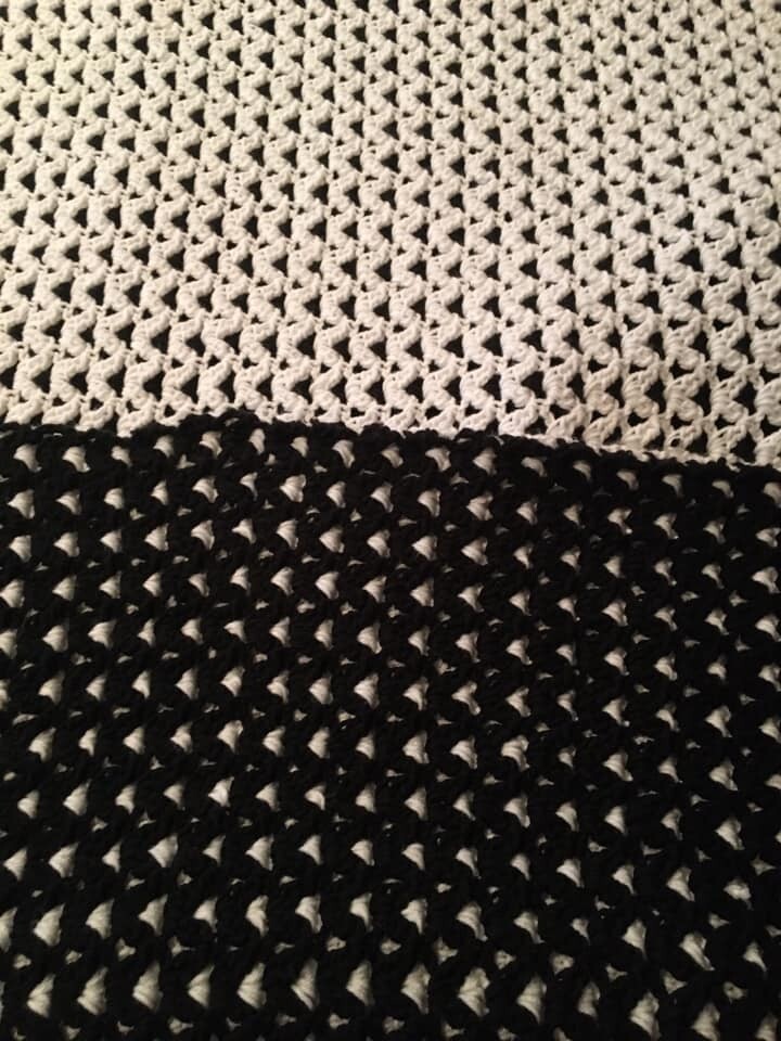 Two Color Reversible Crochet Blanket.