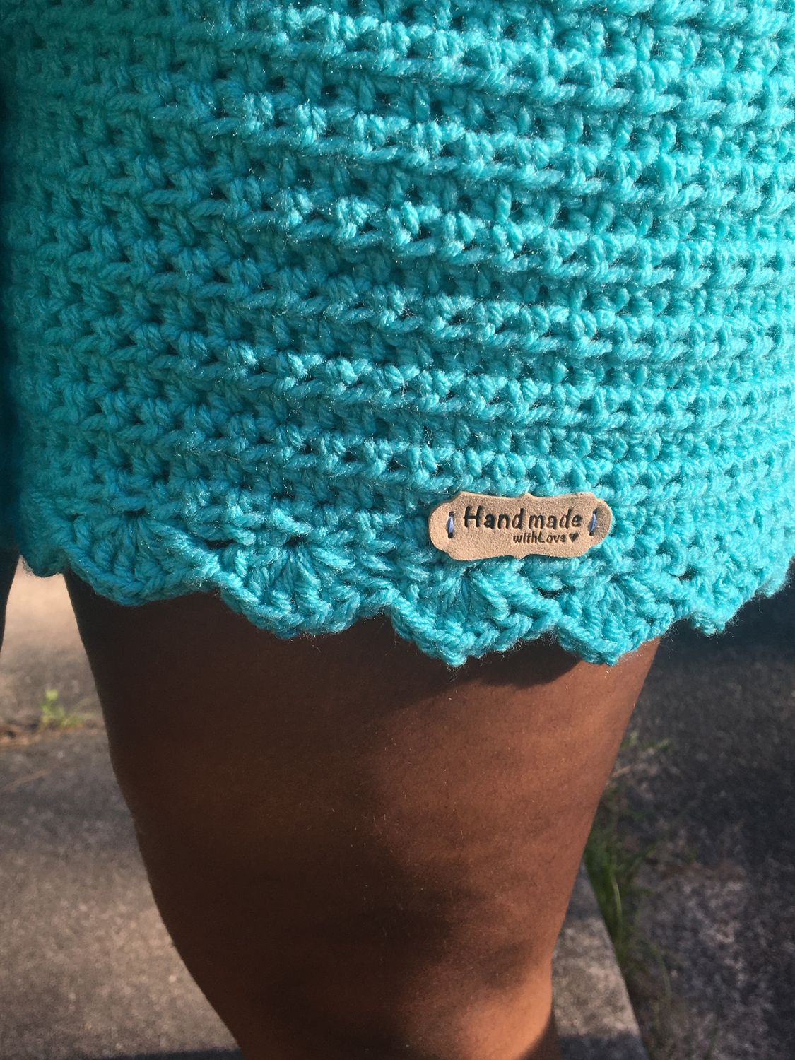 Lady Turquoise Crochet Shorts With Ruffle Edge