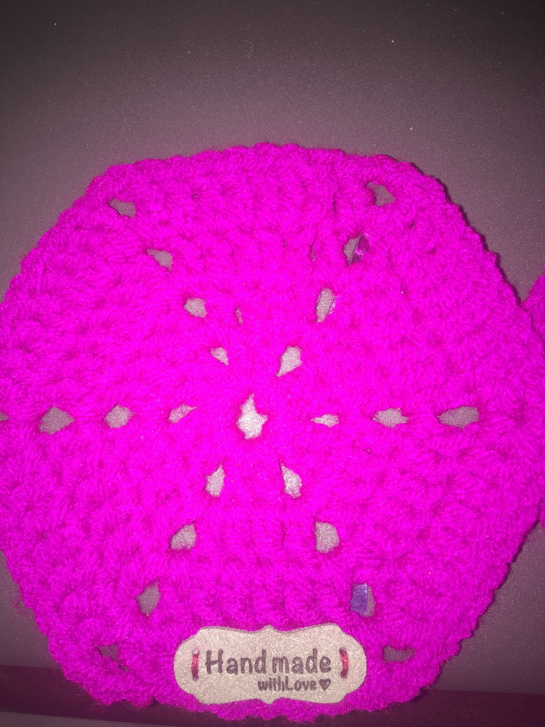 Hexagon Crochet Cup Coaster (Neon Violet)