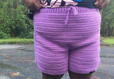 Crochet Peekaboo Purple Shorts Length 19 Inches