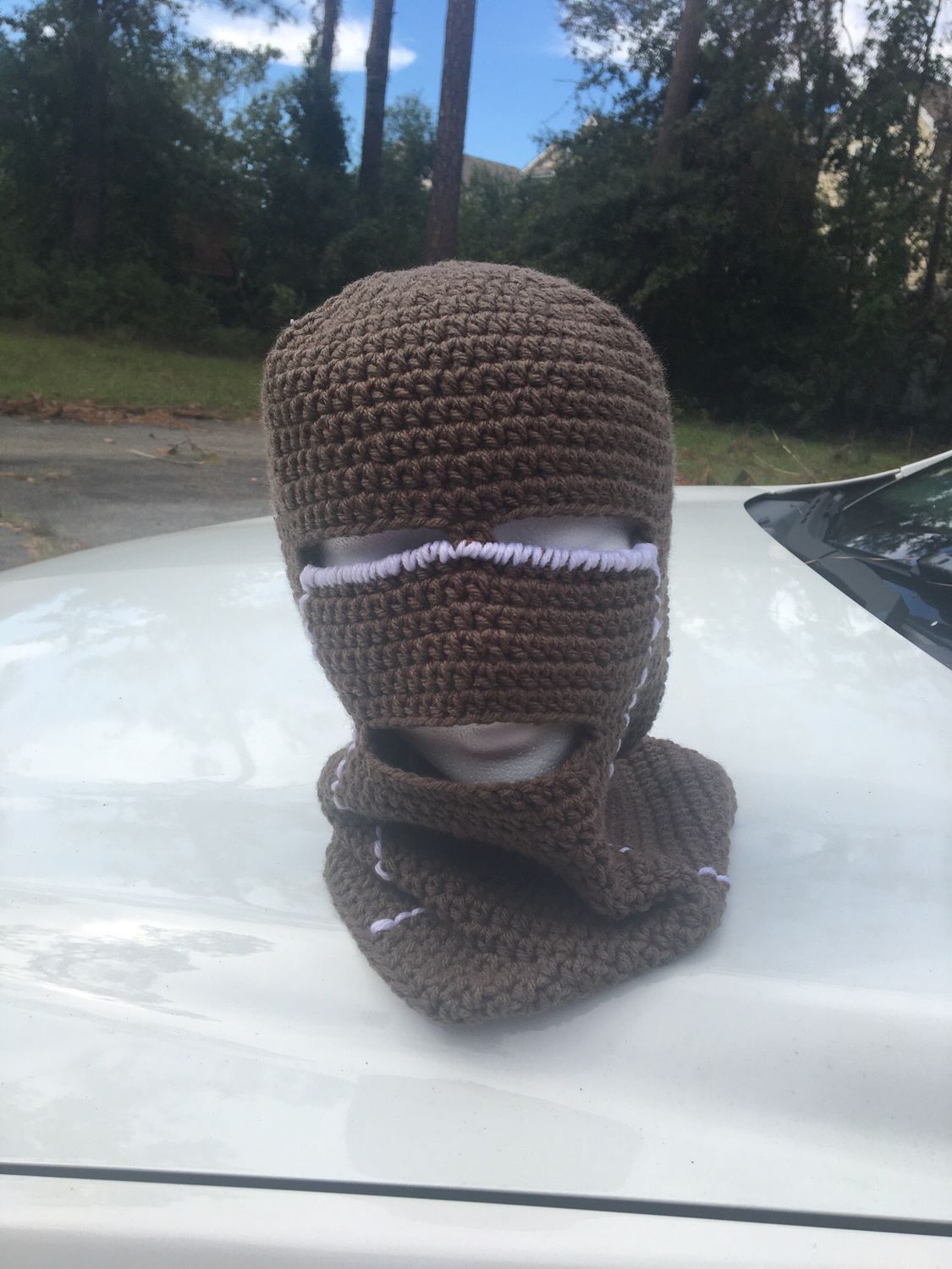 Crochet Brown Ski Mask with mouth (with/without inside pocket)