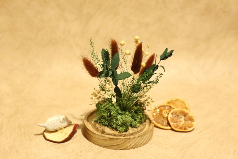 Petite cloche de fleurs séchées marron