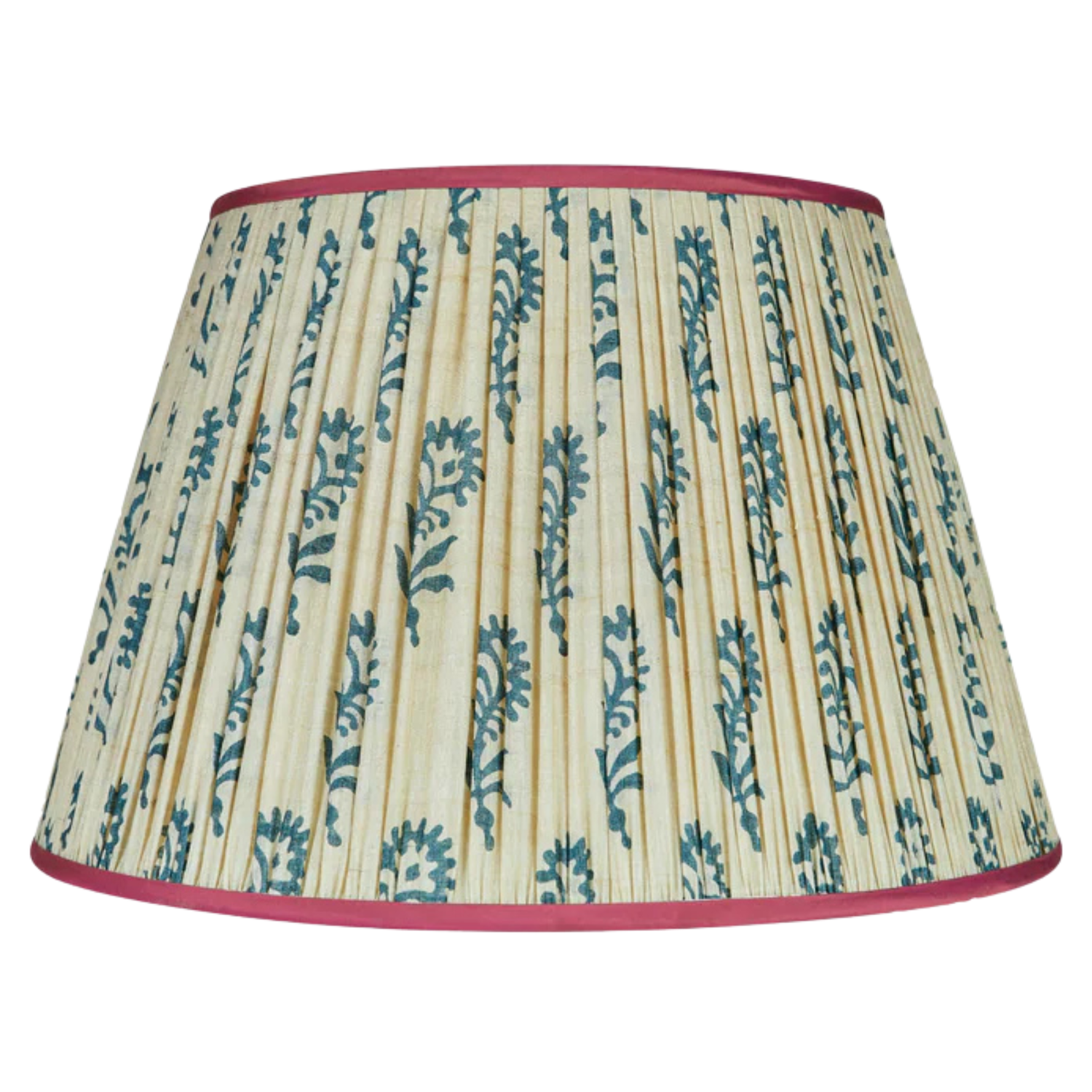 Blue Flower on Cream Shade with Pink Trim