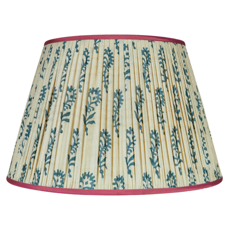 Blue Flower on Cream Shade with Pink Trim