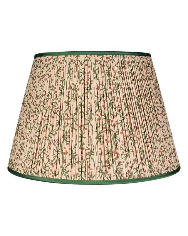 Green/Cinnamon Juniper Pleated Lampshade with Green Trim
