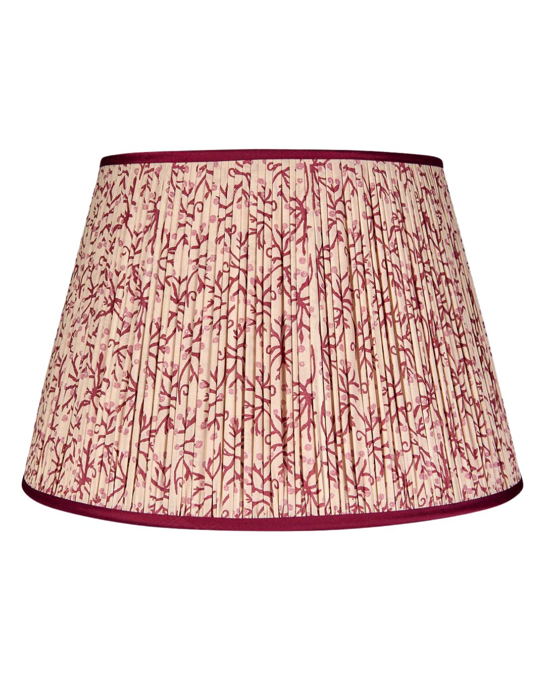 Red/Raspberry Juniper Pleated Lampshade with Burgundy Trim