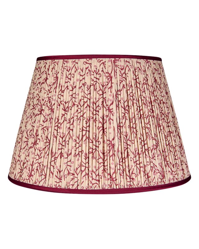 Red/Raspberry Juniper Pleated Lampshade with Burgundy Trim