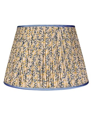 Blue/Yellow Juniper Pleated Lampshade with Blue Trim