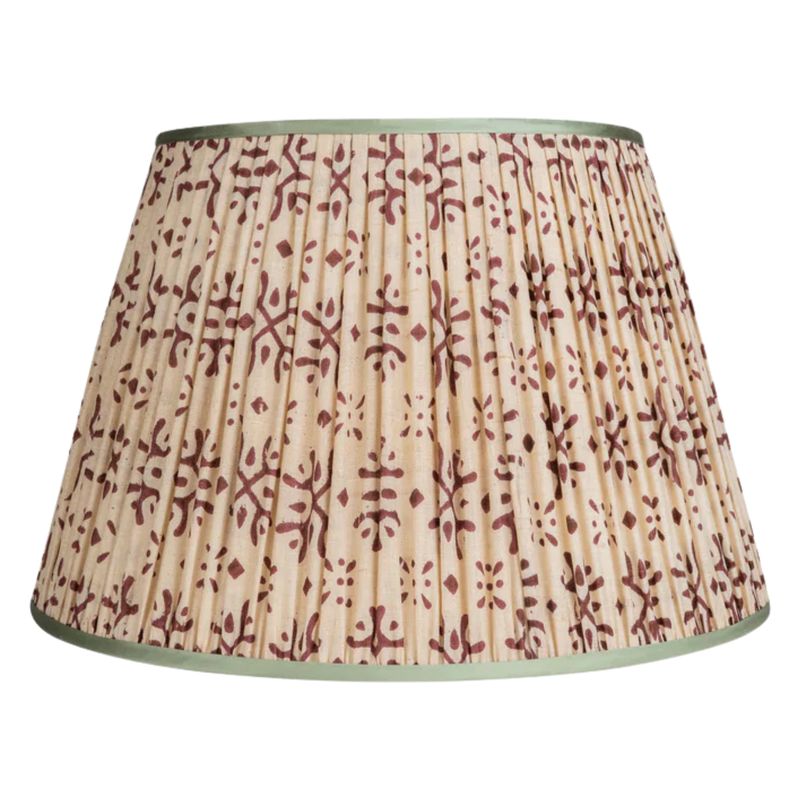 Plum on Cream Patterned Shade with Mint Trim