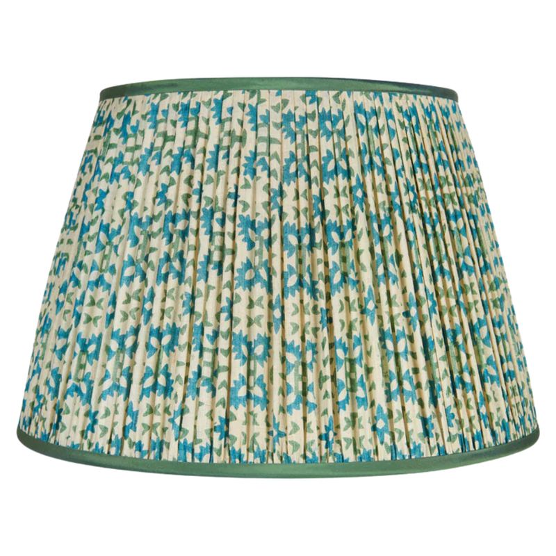 Green &amp; Turquoise Flower Shade with Green Trim
