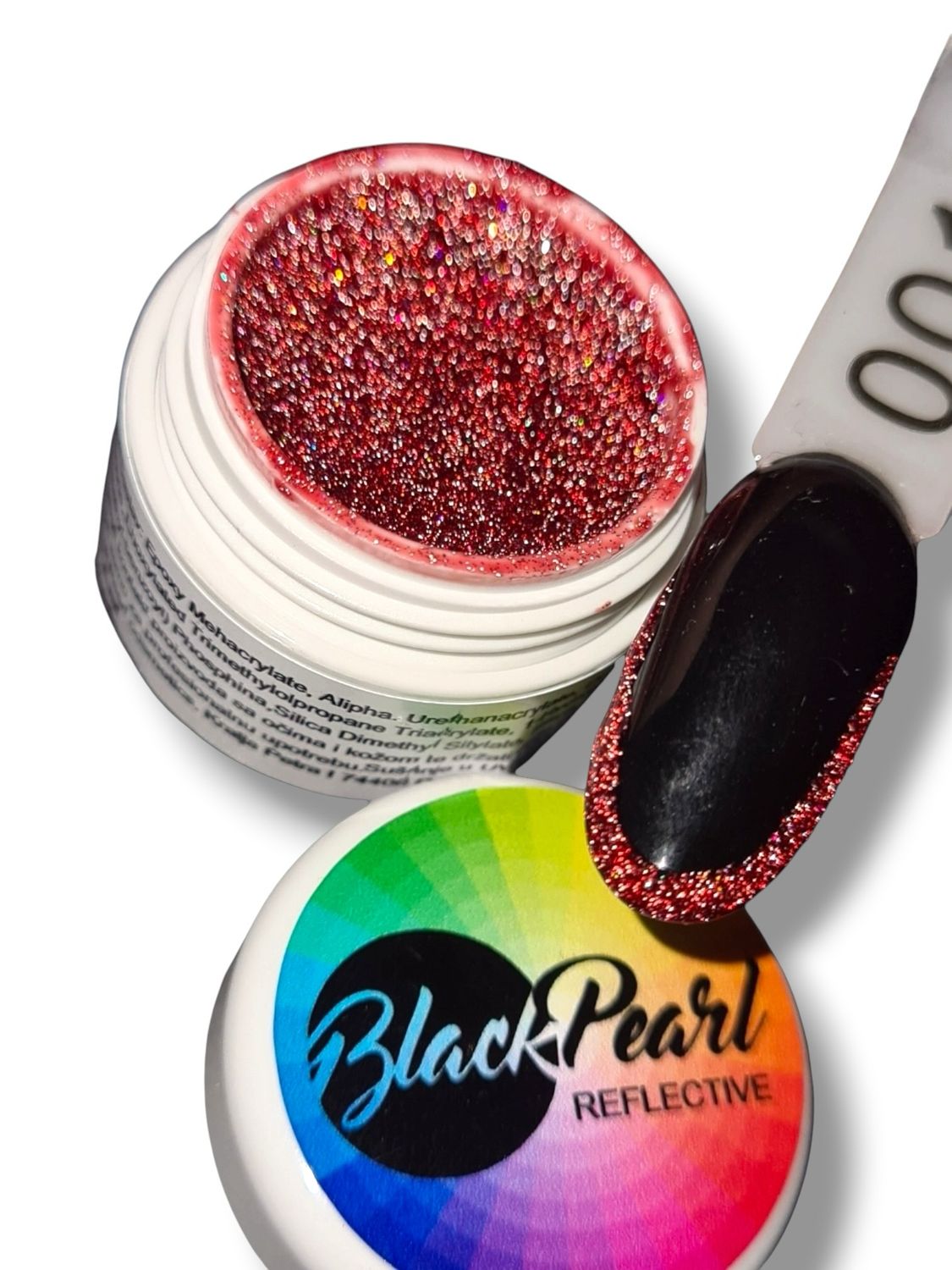 Reflektivni glitter gel - CRVENI  5ml