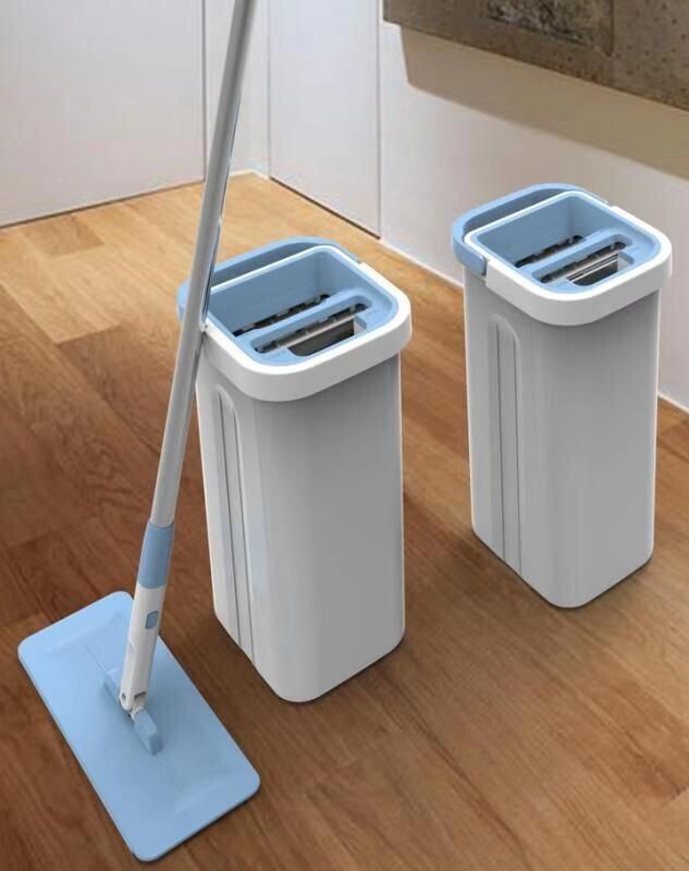 Hand Free Flat Floor Mop And Bucket Set For Professional Home Floor Cleaning System With Washable Microfiber Pads For Ship to Hardwood
