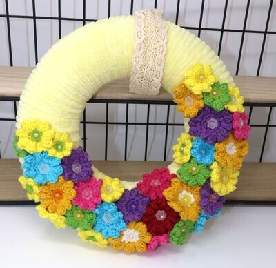 Carnival Wreath Handmade with Crochet Flowers