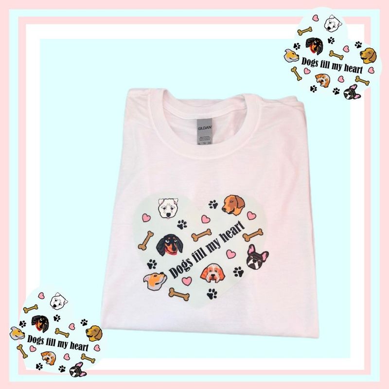 'Dogs Fill My Heart'  Printed T Shirt